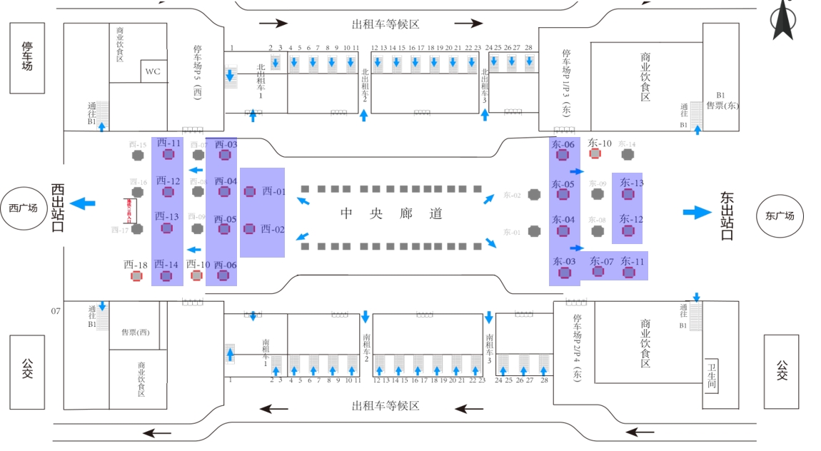 杭州东站广告-出站大厅灯箱8位置图
