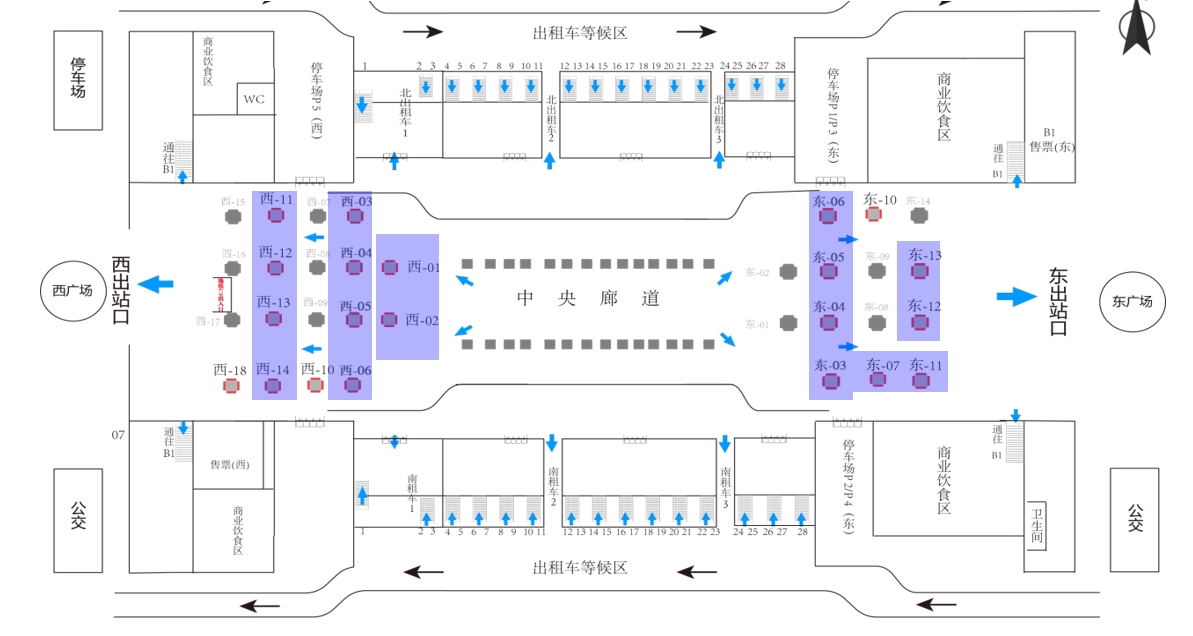 杭州东站广告-出站大厅灯箱2位置图