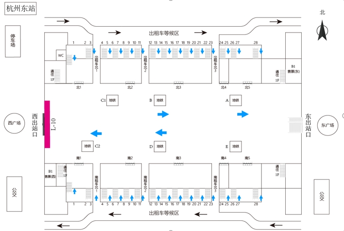 杭州东站广告-西出站口LED大屏位置图