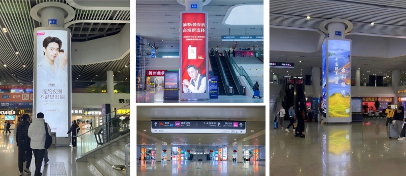 杭州东站广告-出站层东广场方柱灯箱