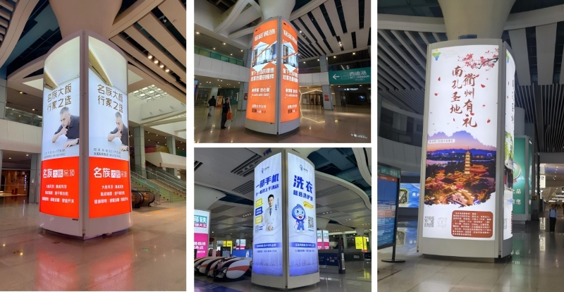 杭州东站广告-出站层西广场方柱灯箱