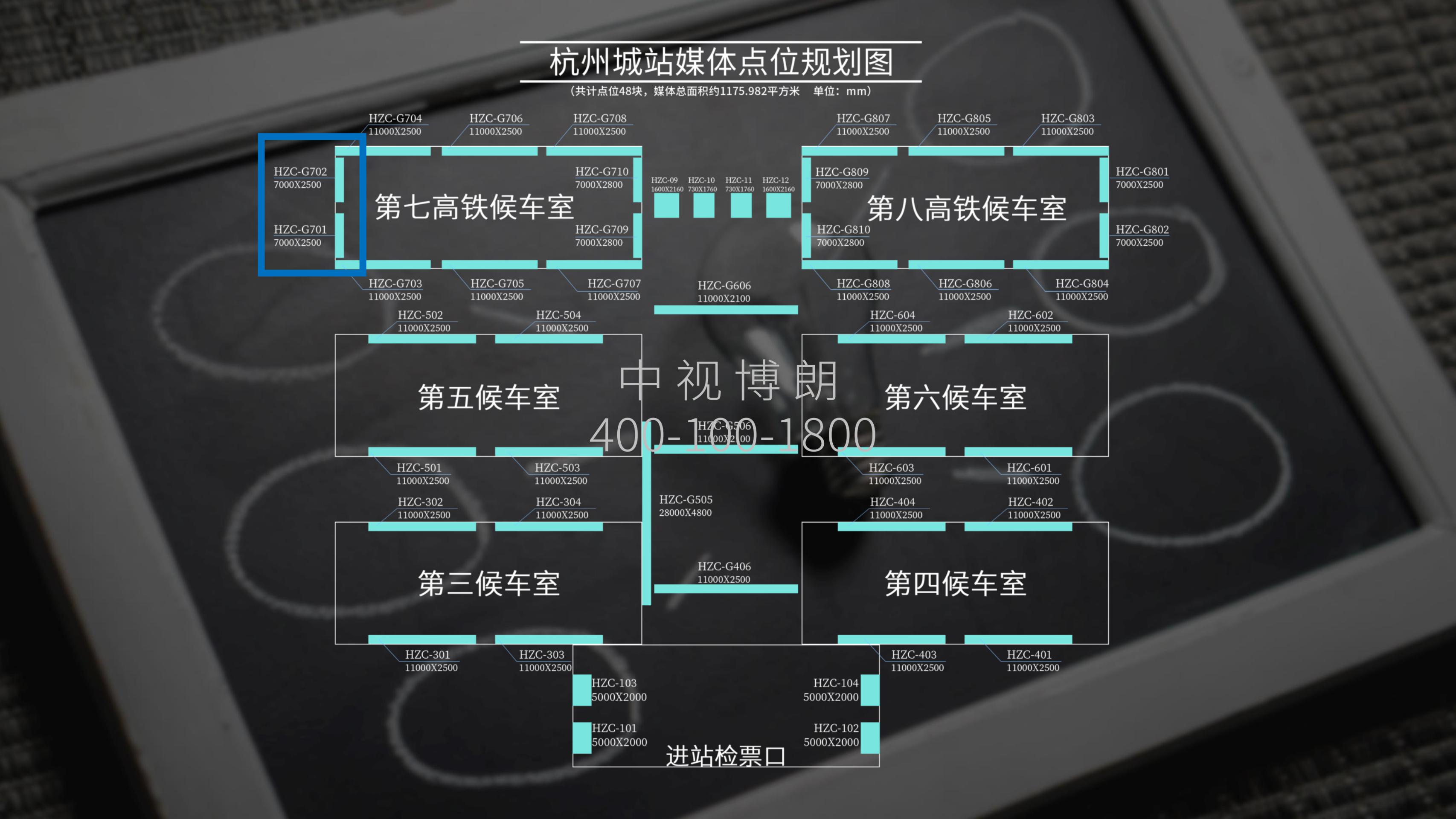 杭州站-第七候车室检票口上方灯箱点位图