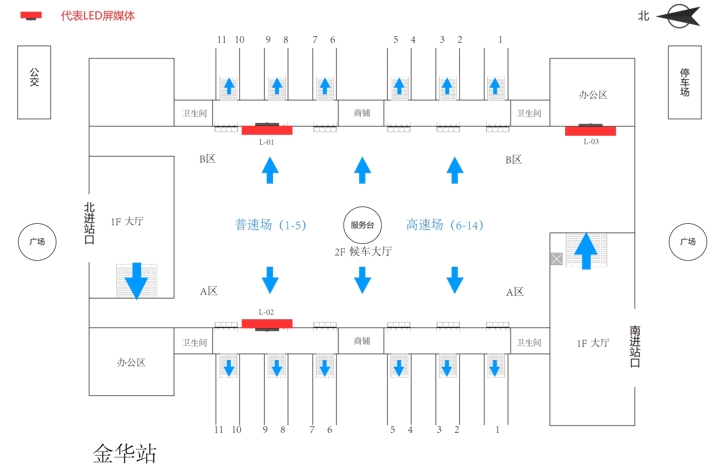 金华站广告-进站候车厅LED屏2点位图