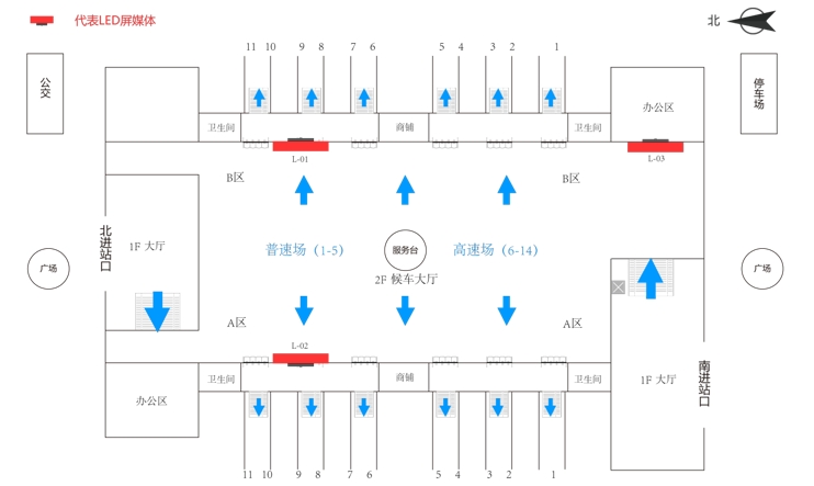 金华站广告-进站候车厅LED屏3点位图