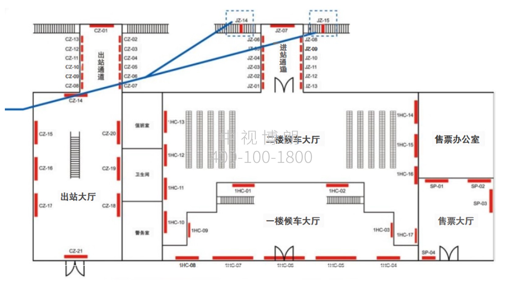 晋江站广告-进站通道上楼梯上方灯箱点位图