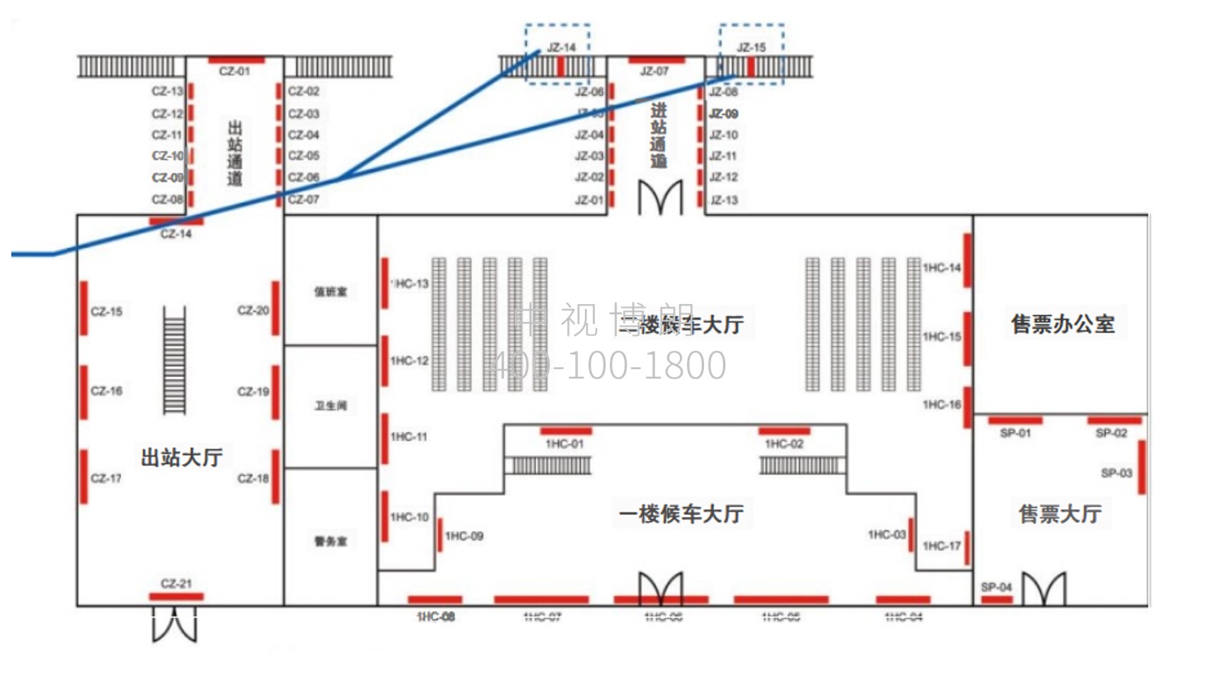 晋江站-进站通道上楼梯上方灯箱点位图