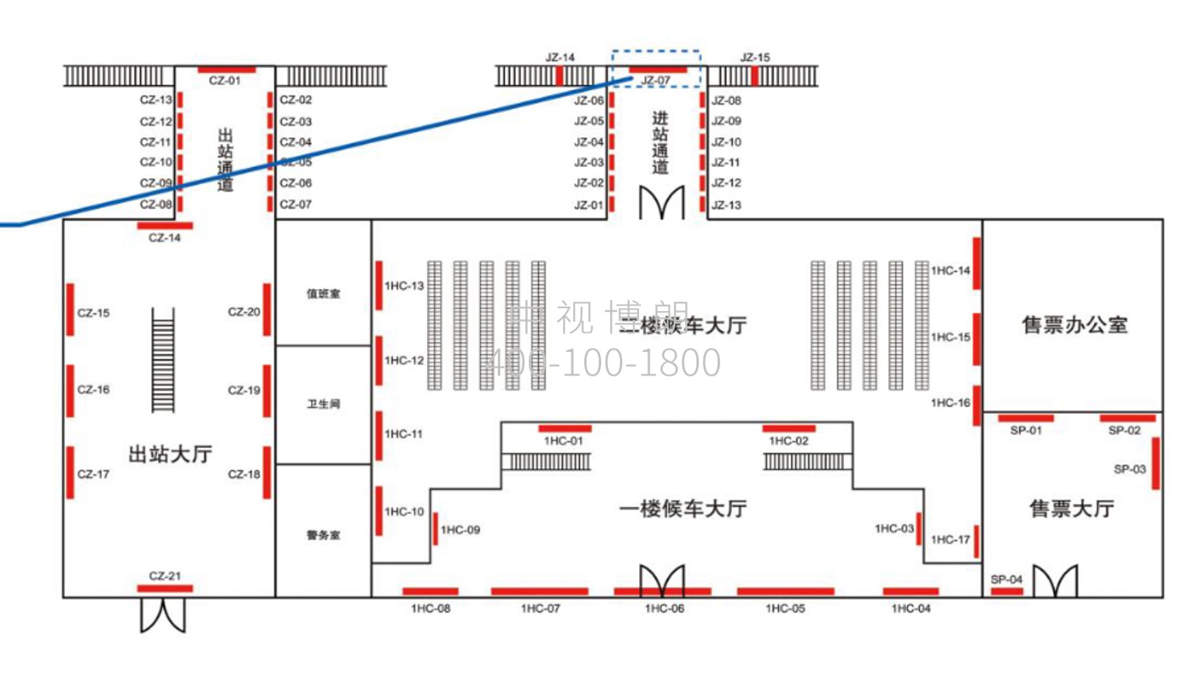 晋江站-进站通道正面灯箱点位图