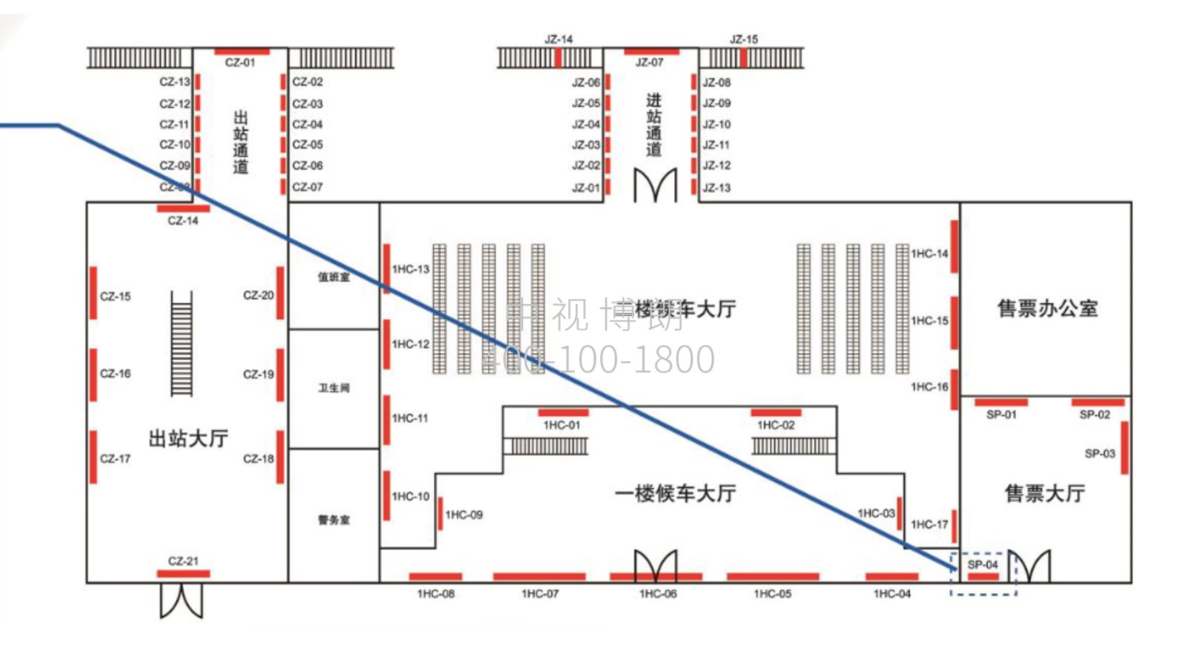 晋江站-售票厅左侧灯箱点位图