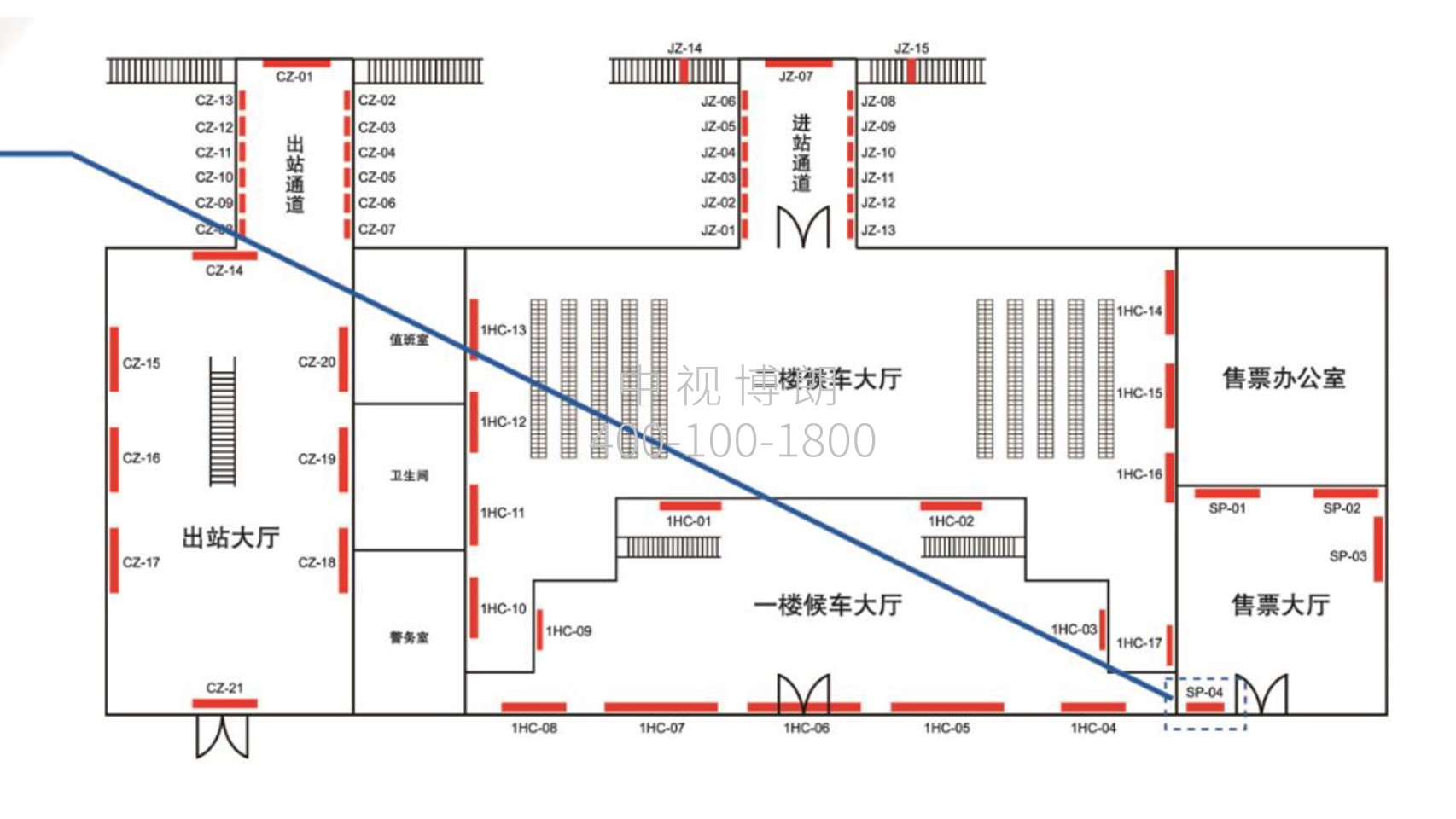 晋江站广告-售票厅左侧灯箱点位图