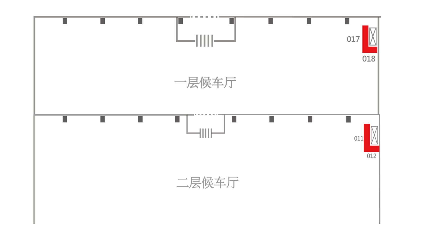 即墨北站广告-候车厅直梯灯箱套装点位图