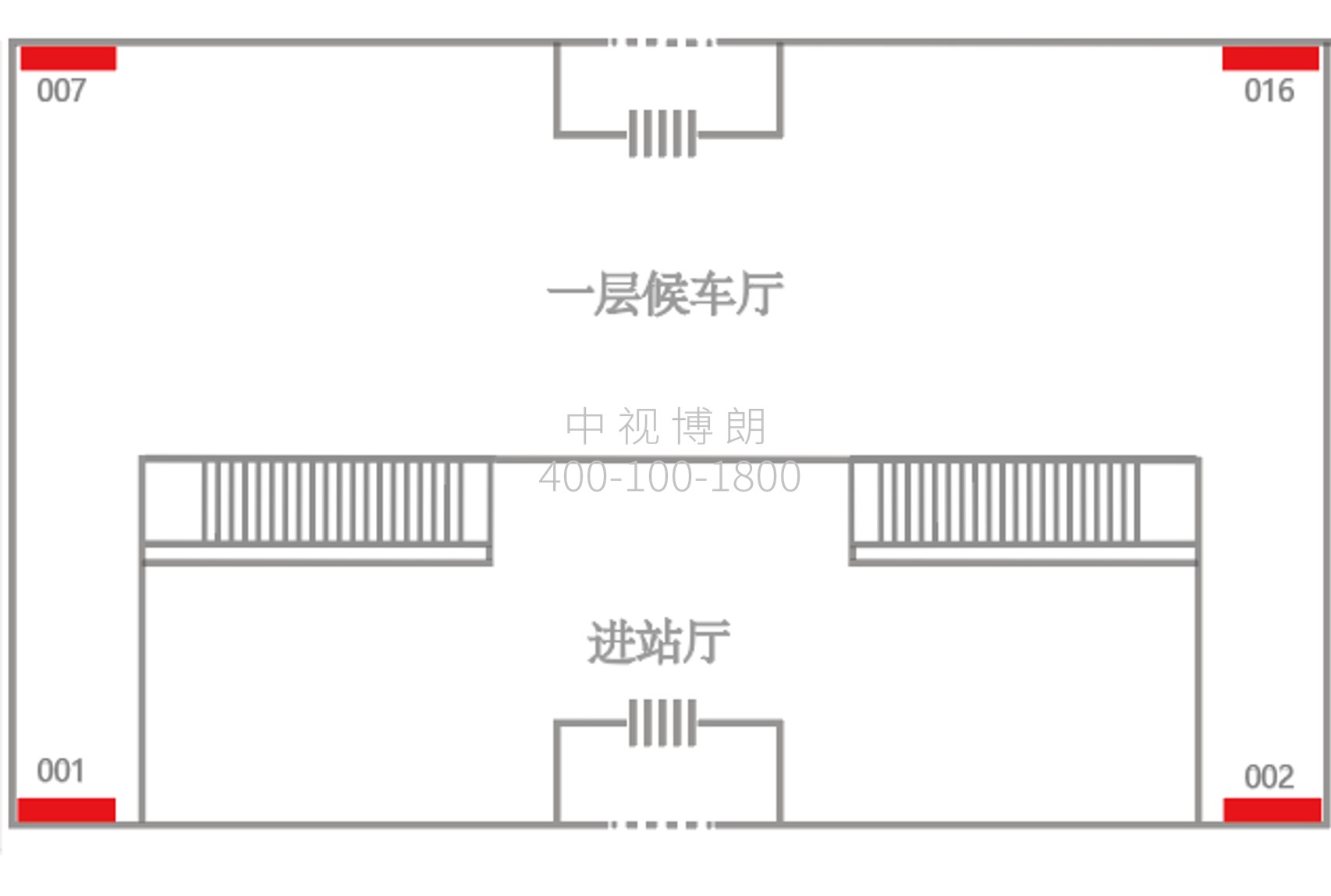 即墨北站广告-一楼候车室墙面灯箱套装点位图