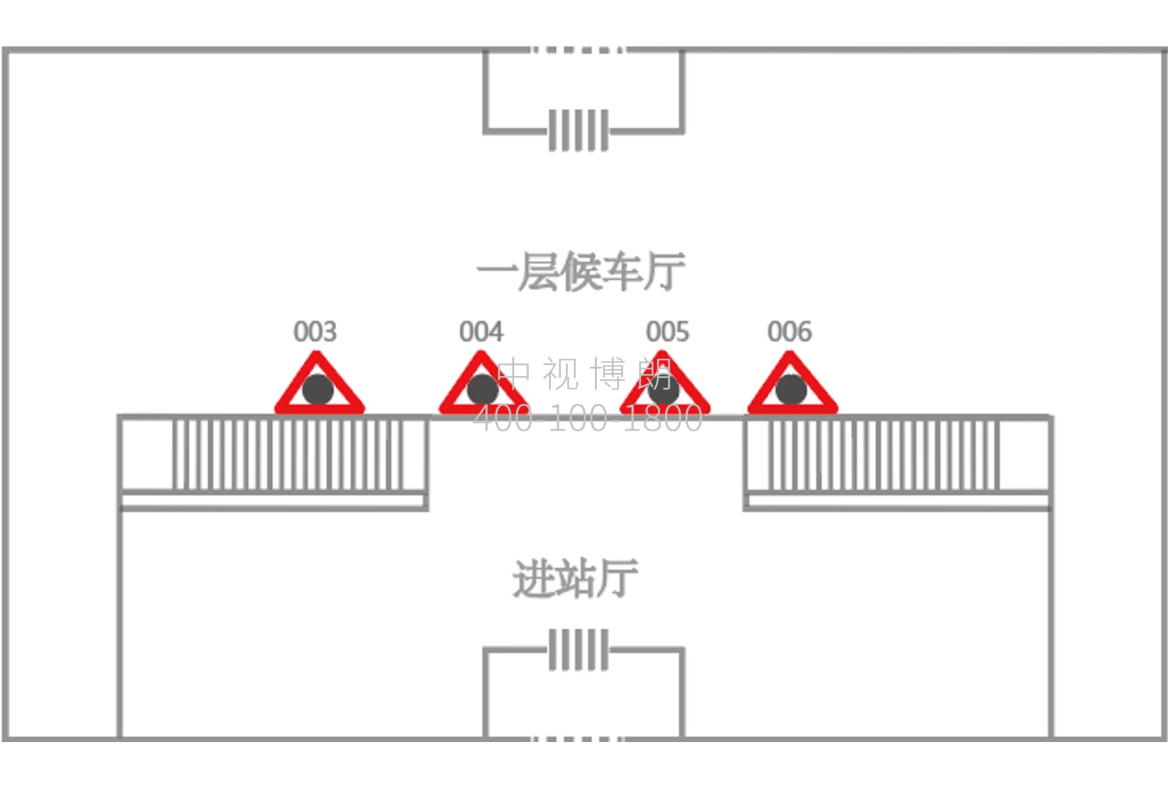 即墨北站广告-候车厅三面包柱灯箱点位图