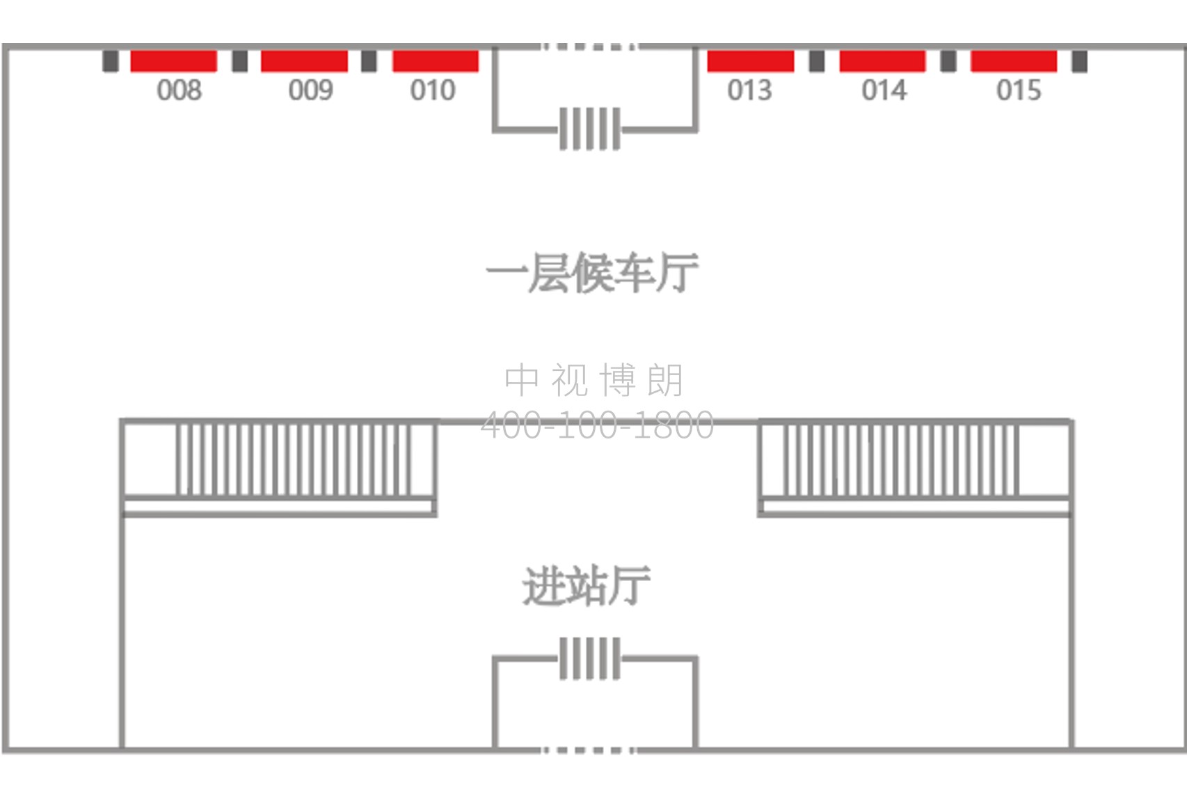 即墨北站广告-一楼候车厅检票口两侧灯箱点位图