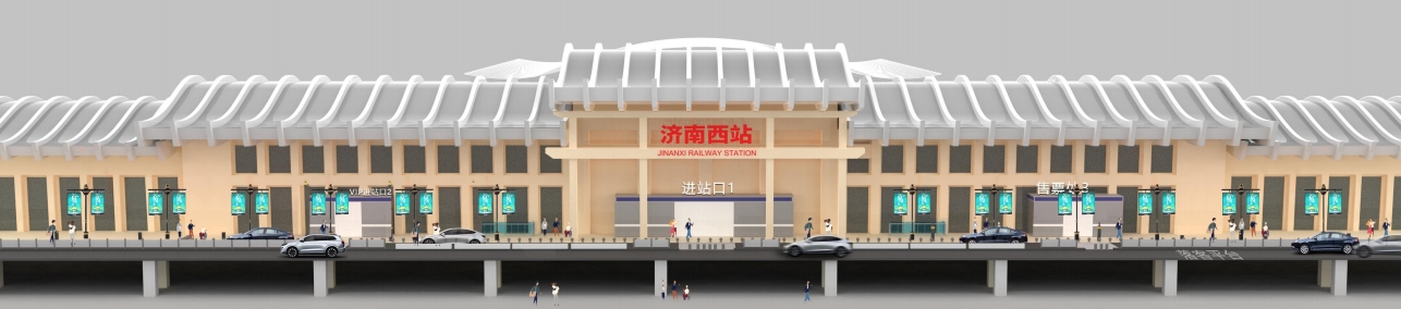 济南西站广告-落客平台旋转LED灯杆屏位置图