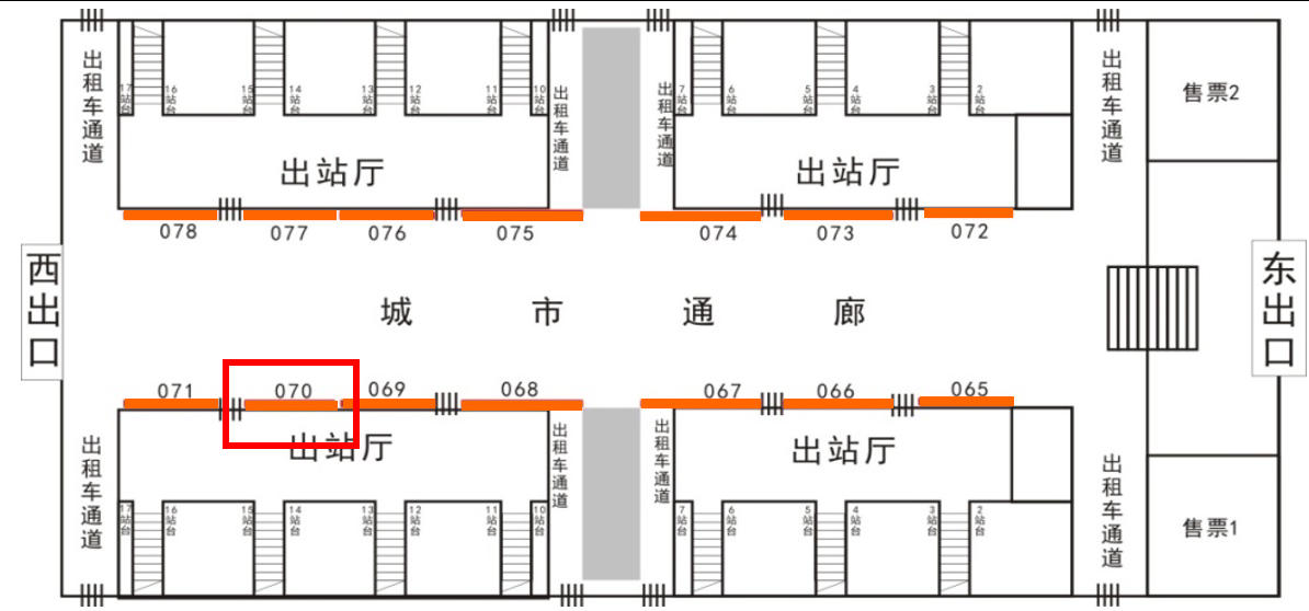 济南西站广告-出站检票口上方大灯箱点位图