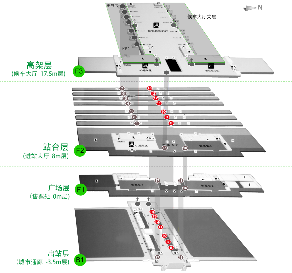 济南西站广告-站台层直梯灯箱套装2位置图