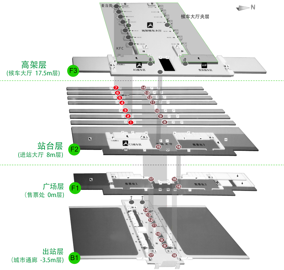济南西站广告-站台层直梯灯箱套装1位置图