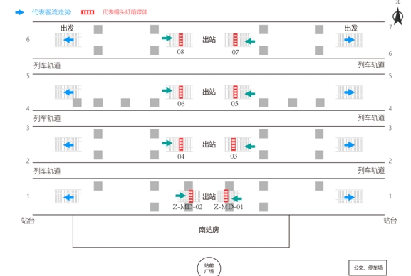 济南站广告-站台层灯箱套装2位置图