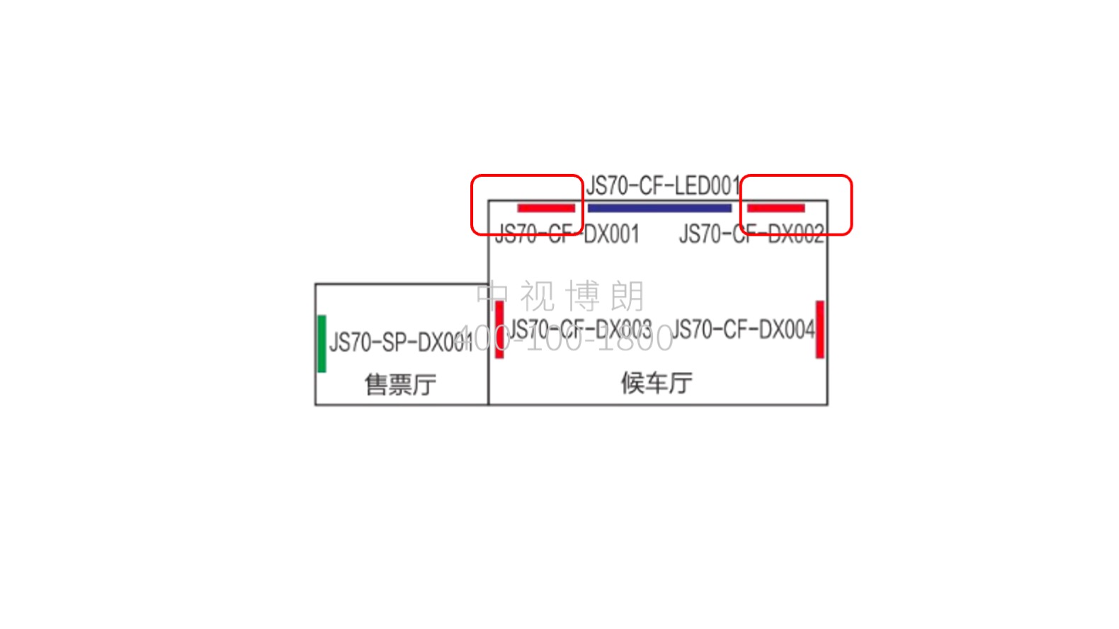 江山站广告-候车厅迎面灯箱点位图