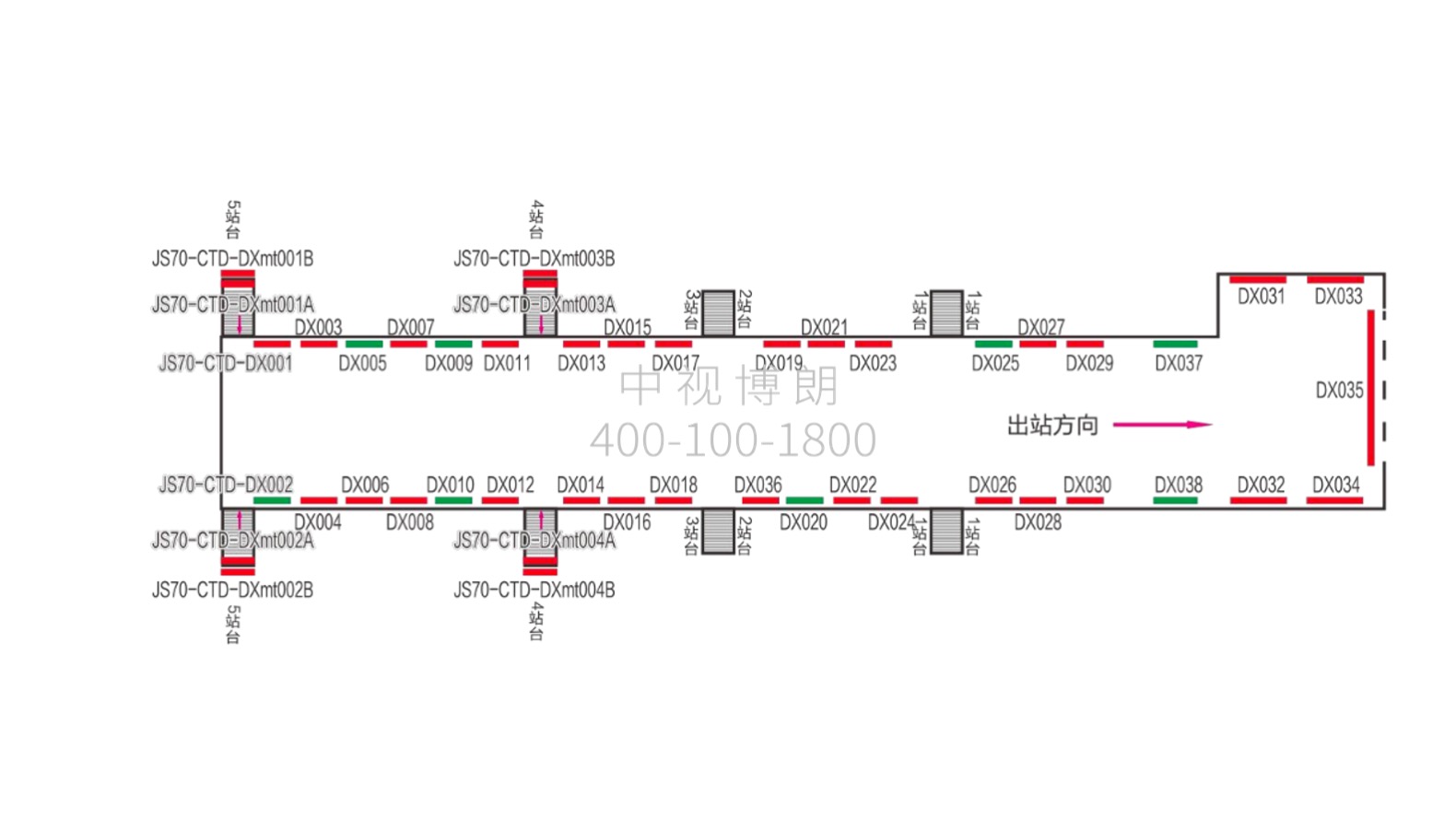 江山站广告-出站通道墙面灯箱位置图