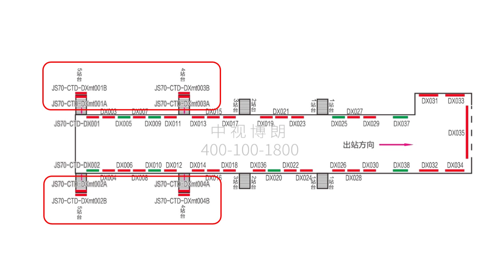 江山站广告-出站楣头灯箱套装位置图