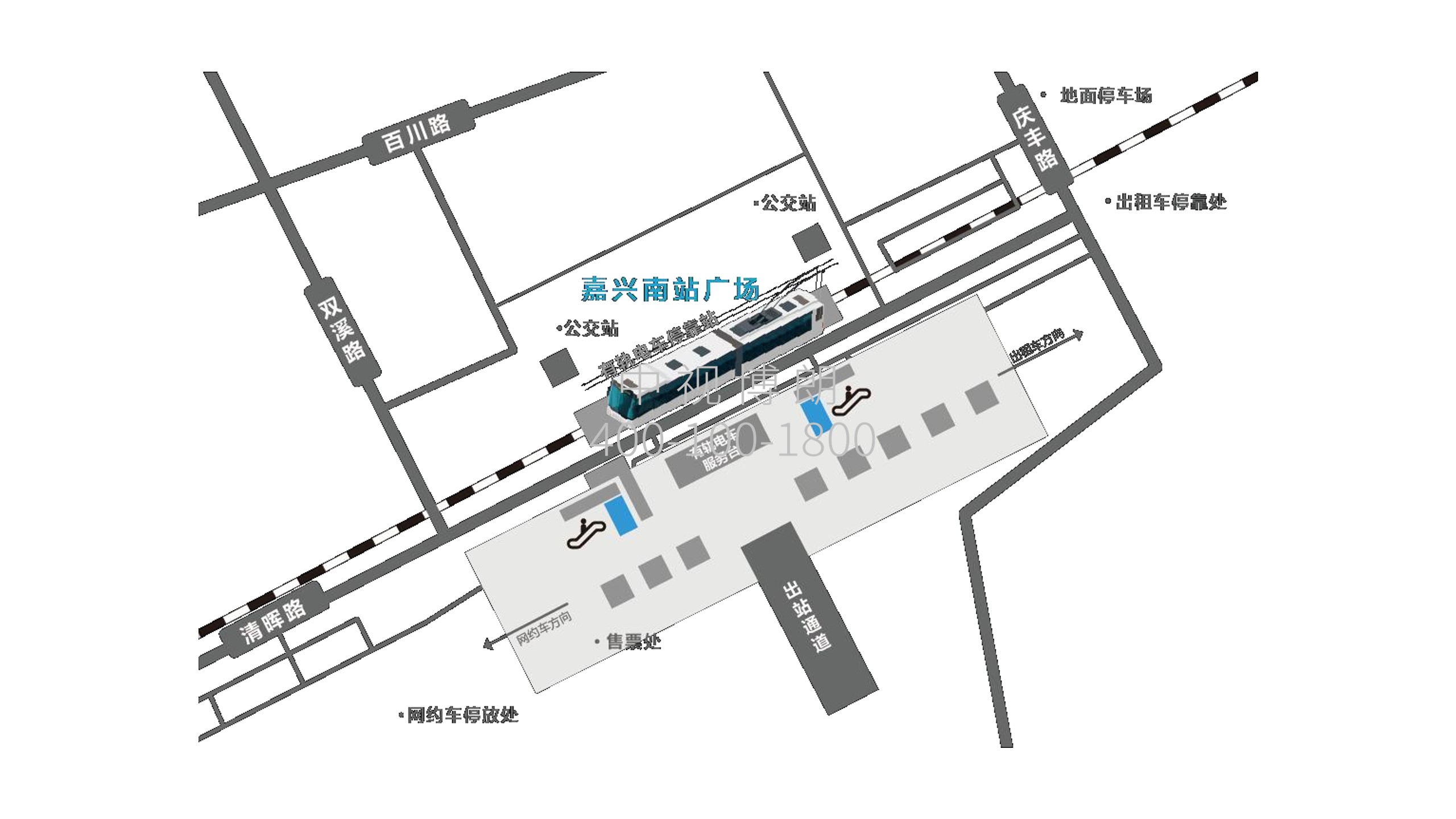 嘉兴南站广告-出站通道电梯LED屏套装点位图