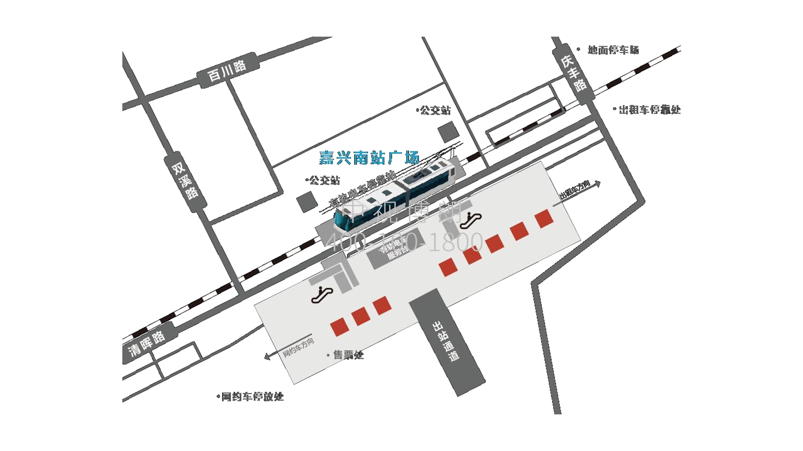 嘉兴南站广告-出站通道立柱LED屏套装点位图