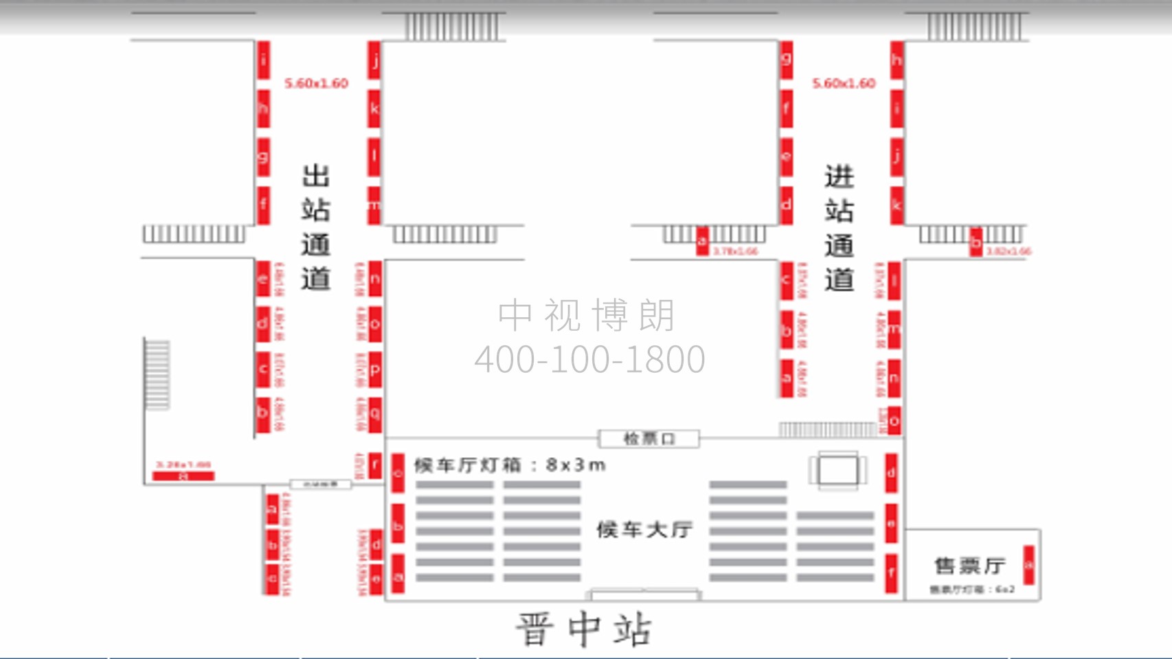 晋中站广告-候车大厅灯箱点位图