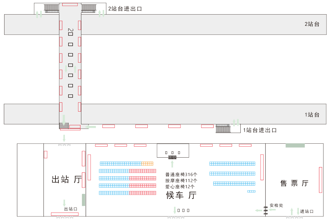 开原西站广告-候车室座椅媒体点位图