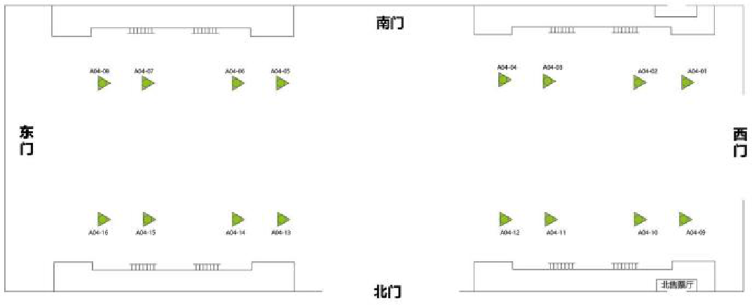 昆明南站广告-候车厅三面包柱灯箱点位图