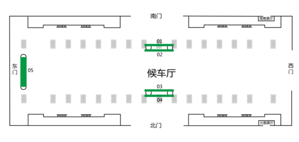 昆明南站广告-一层候车厅墙面灯箱点位图