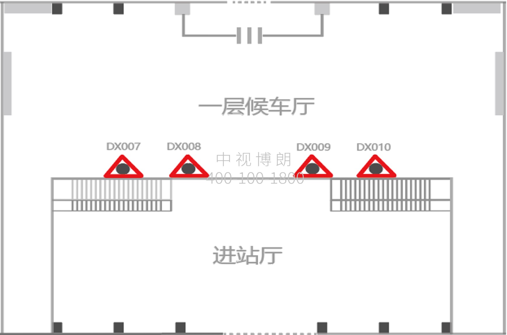 莱阳站广告-候车厅三面包柱灯箱点位图