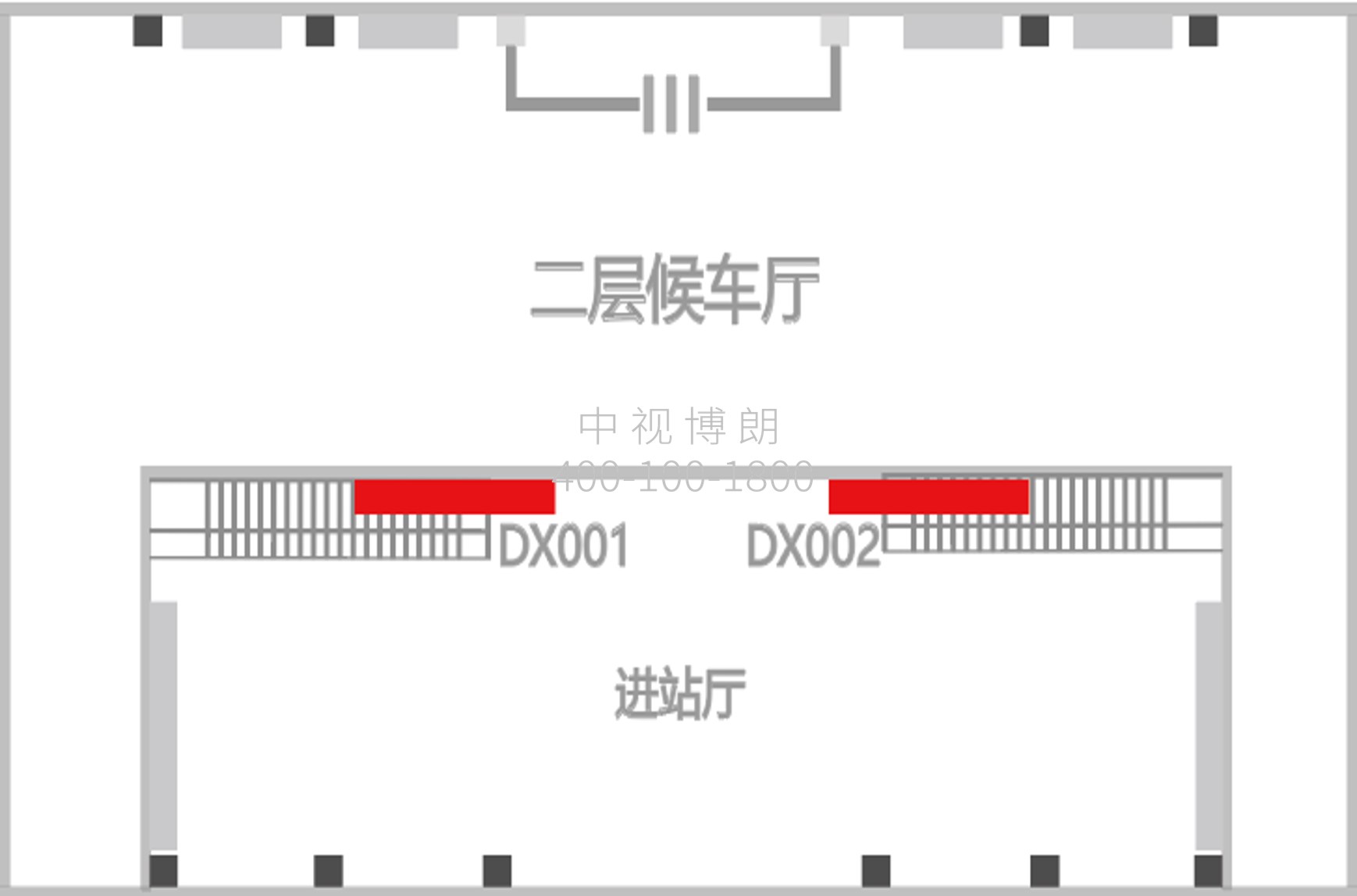 莱阳站广告-进站厅信息屏两侧灯箱点位图