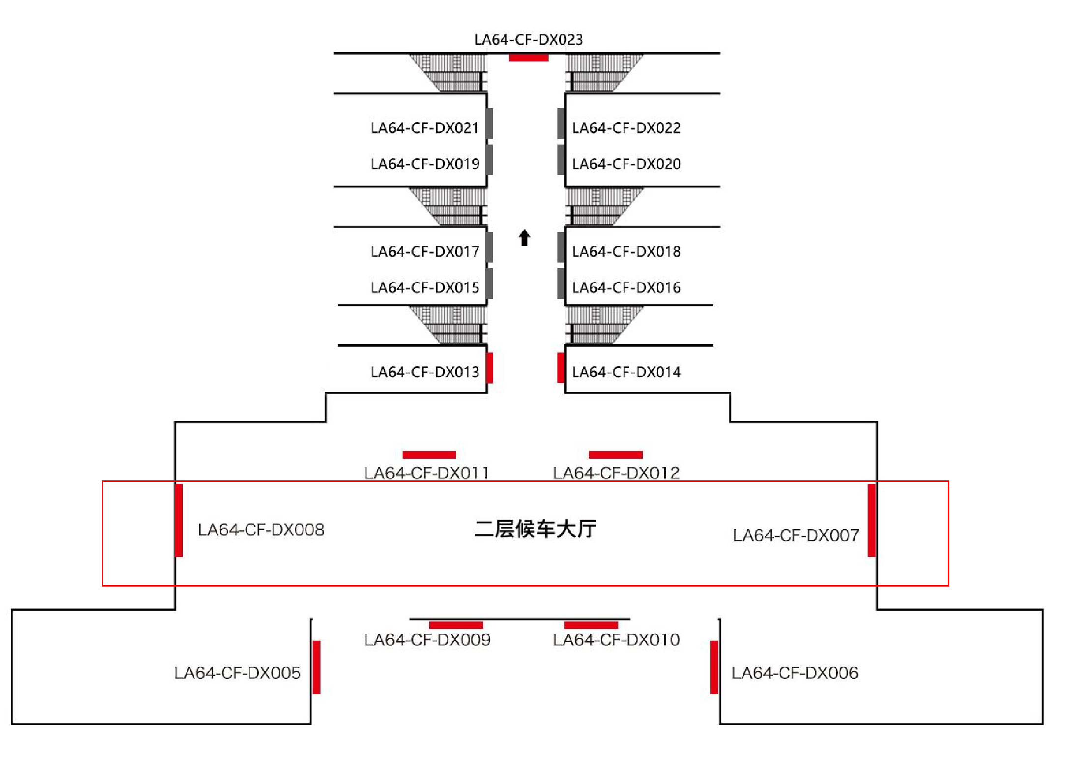 六安站广告-二层候车厅两侧墙面灯箱点位图