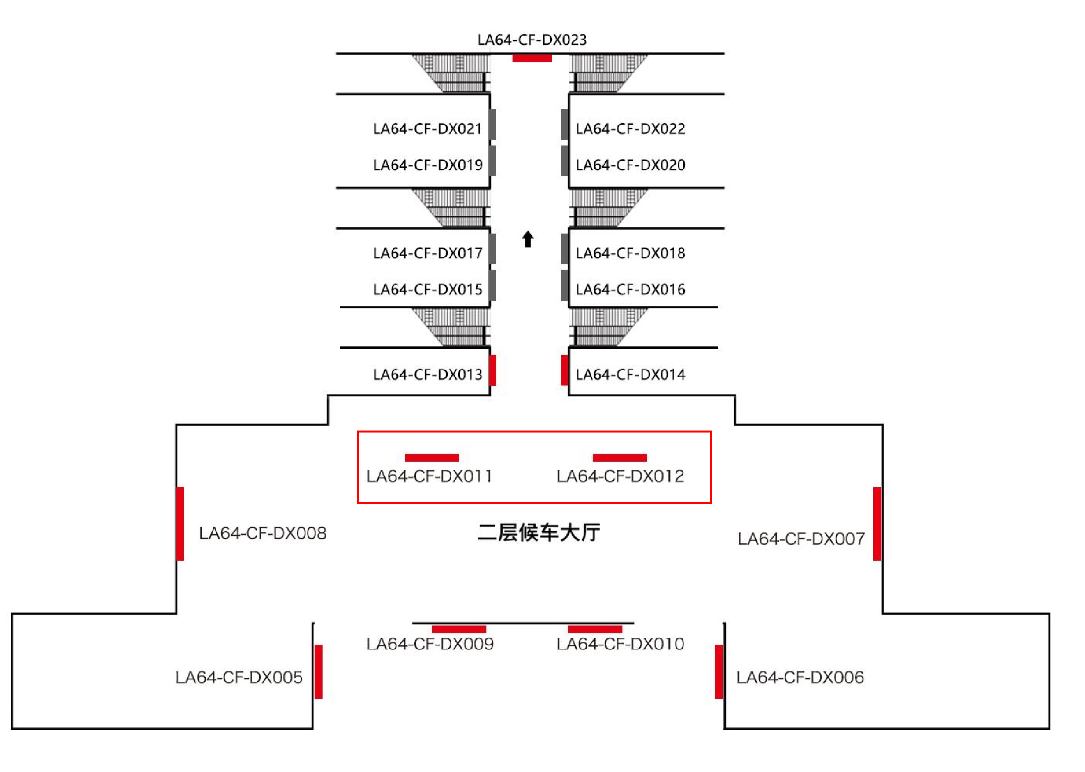 六安站广告-候车厅检票口两侧墙面灯箱点位图