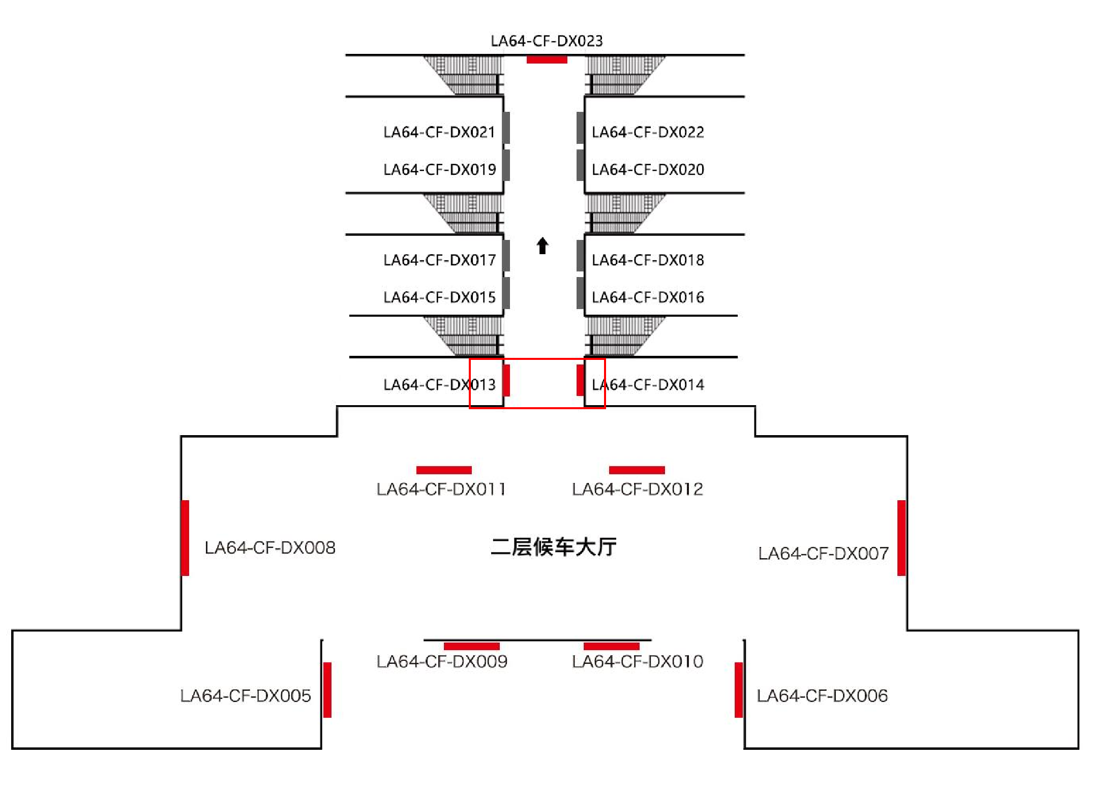 六安站广告-进站廊桥两侧灯箱点位图