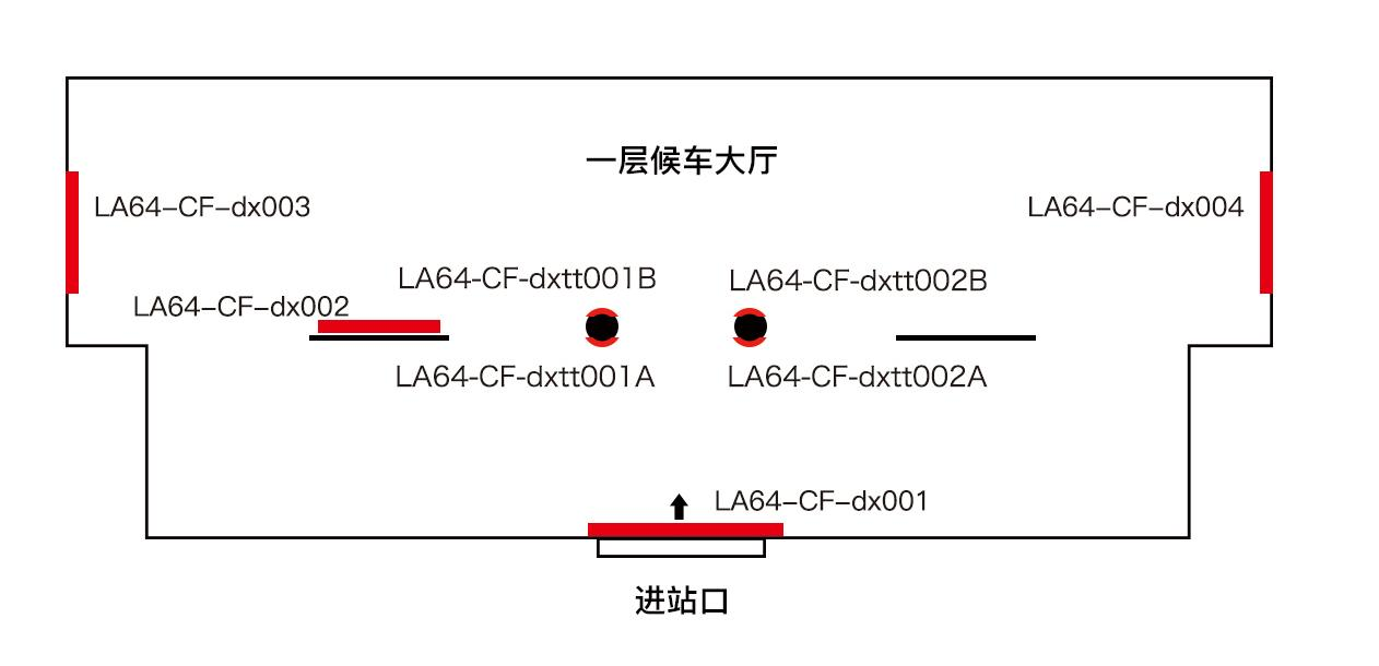 六安站广告-一楼候车厅图腾灯箱套装点位图