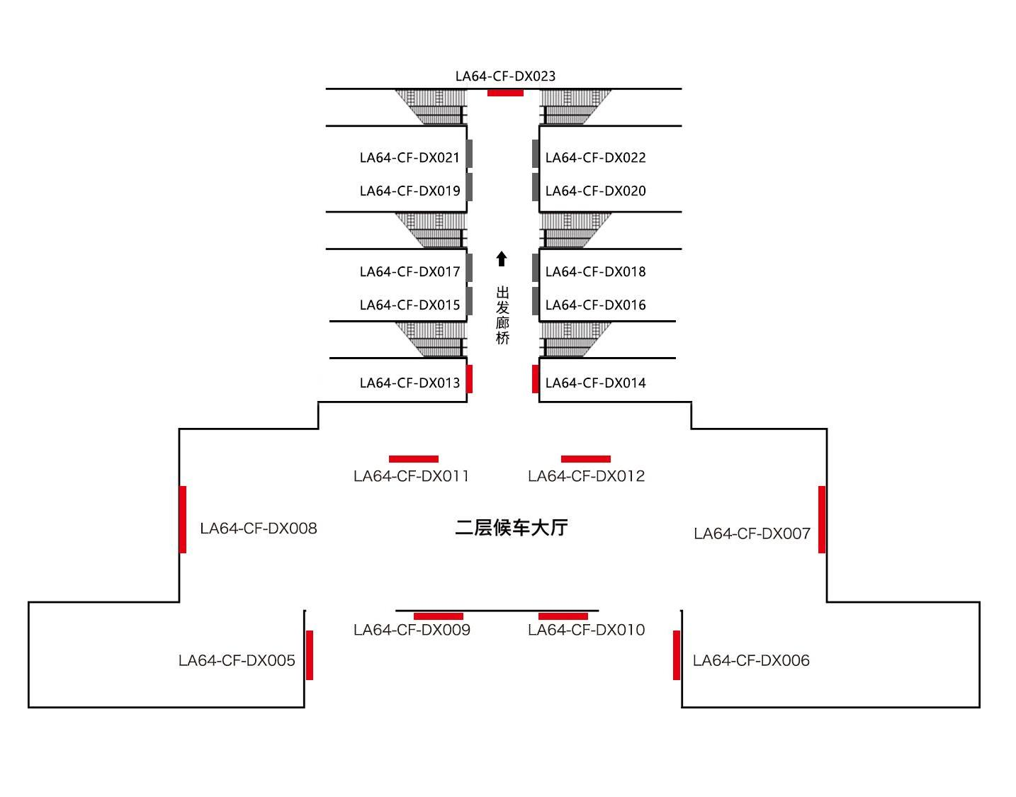 六安站广告-候车厅LED屏两侧墙面灯箱点位图