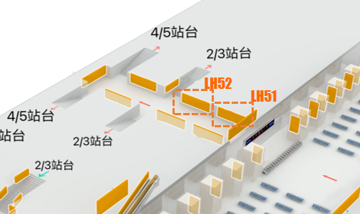 丽江站-F1层进站通道两侧墙面灯箱点位图