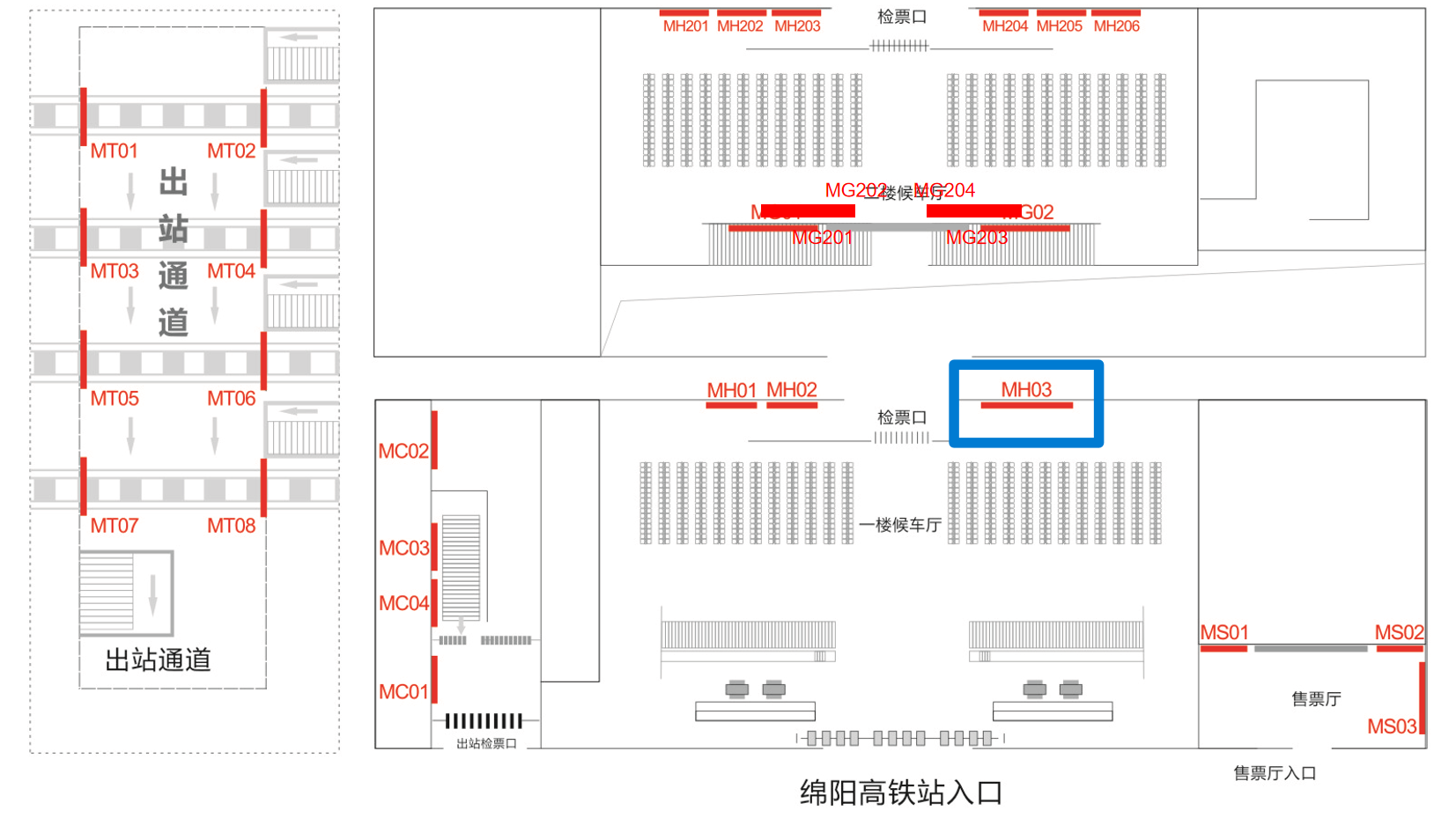 绵阳站广告-一楼候车大厅右侧灯箱点位图
