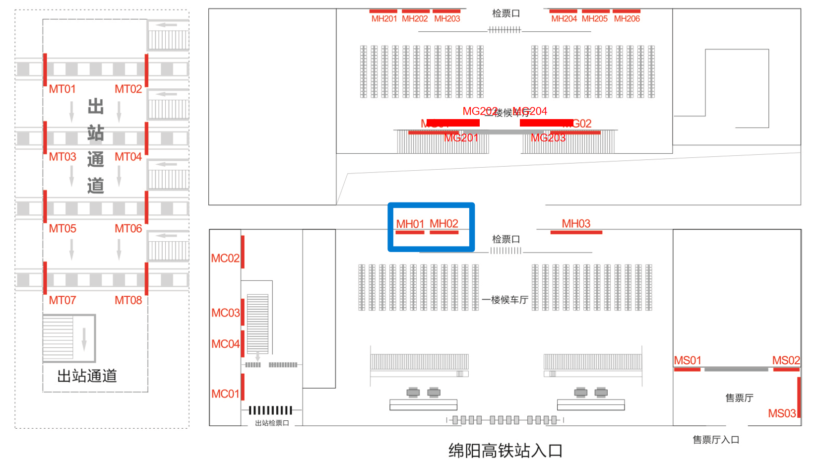 绵阳站广告-一楼候车大厅左侧灯箱点位图