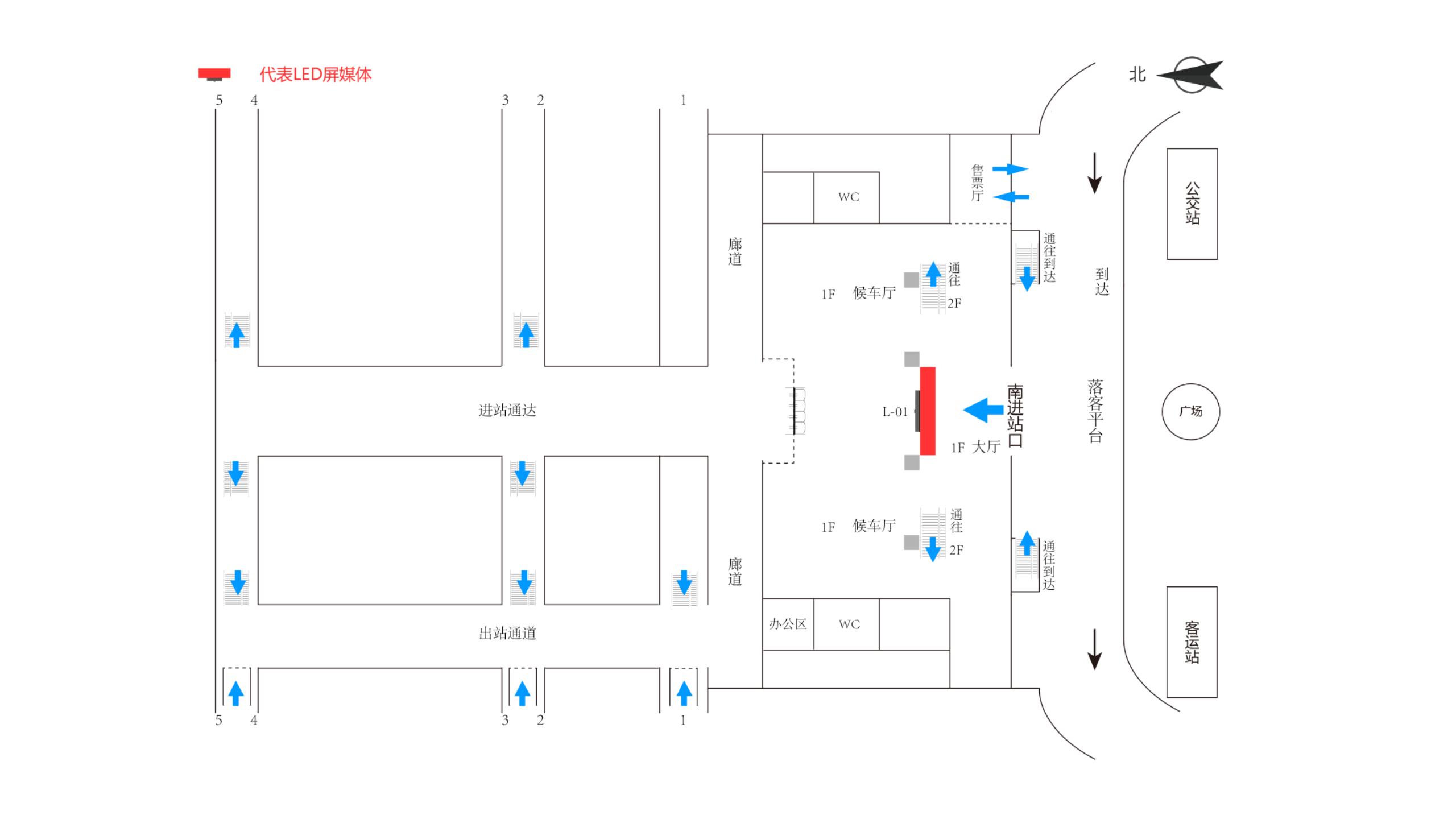 梅州西站-进站大厅LED大屏点位图