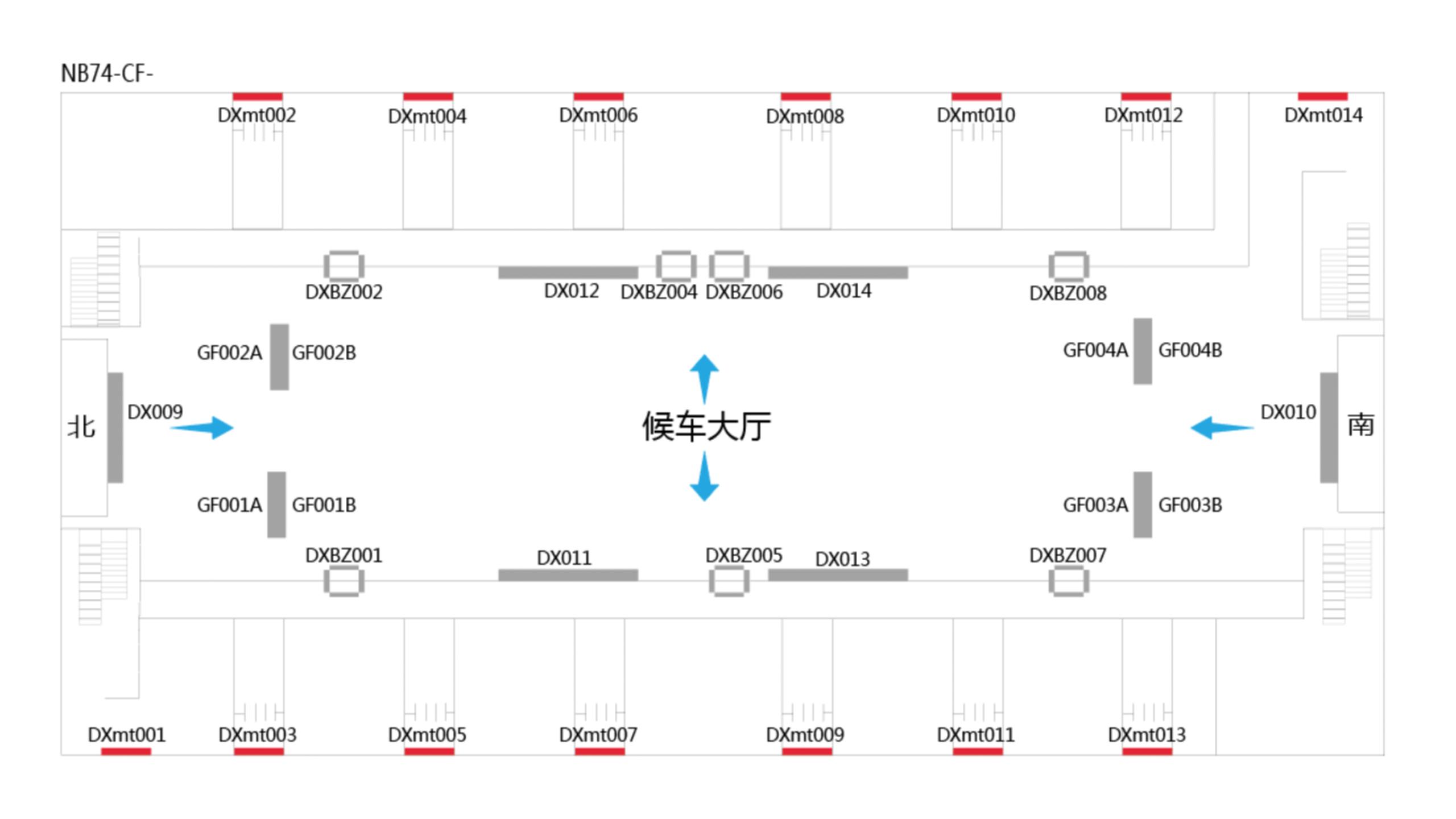 宁波站广告-候车大厅检票楣头灯箱套装点位图