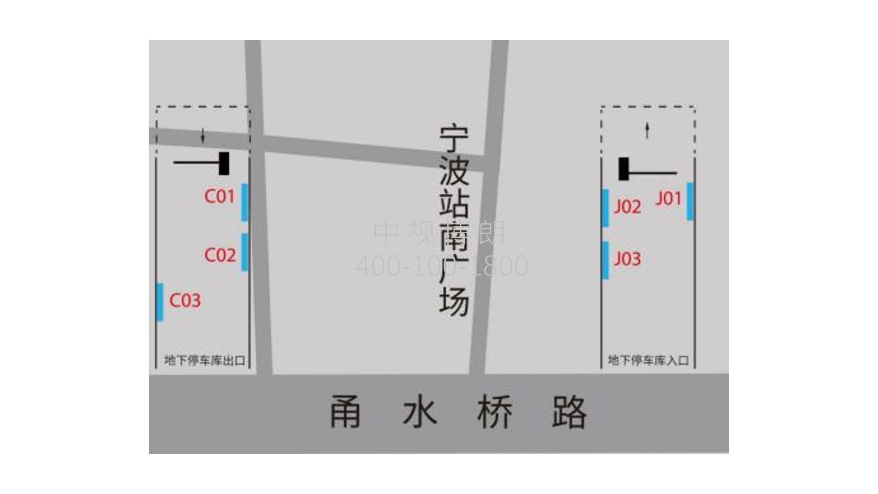 宁波站广告-停车场进出口灯箱位置图