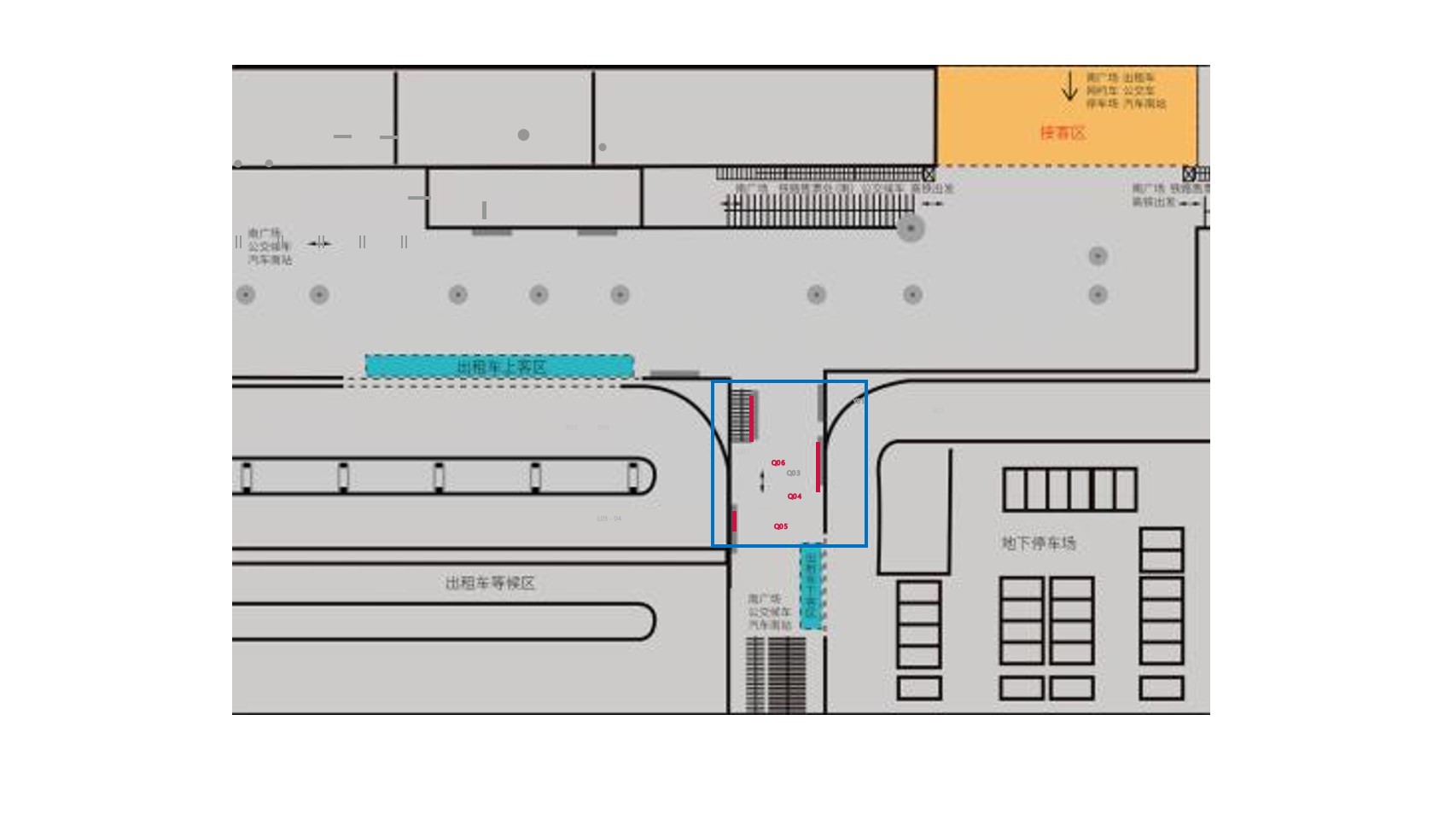 宁波站广告-南广场通道墙面灯箱位置图