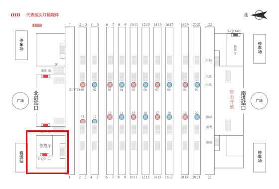 南昌西站广告-进站售票大厅灯箱点位图