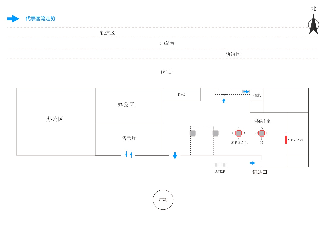 南京站广告-南站房一号候车室灯箱点位图