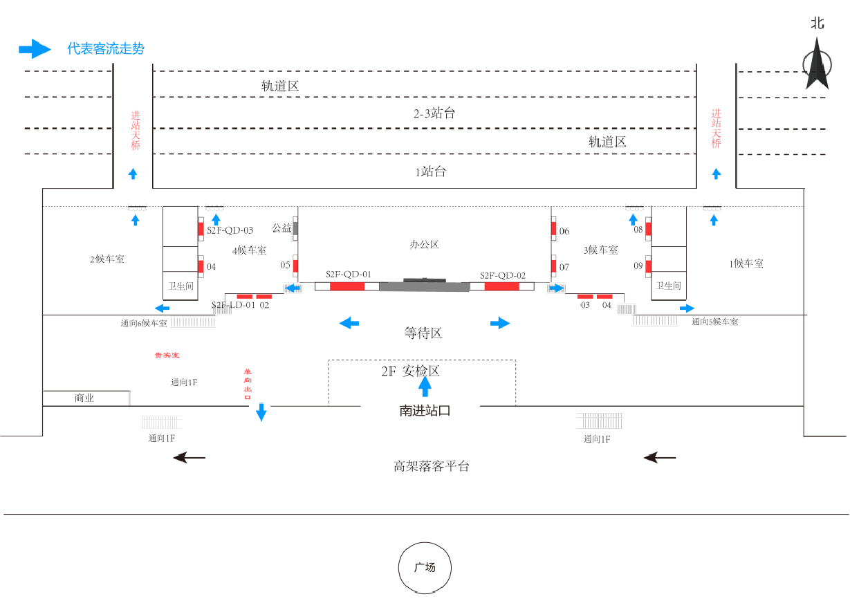 南京站广告-南站房进站大厅落地灯箱点位图