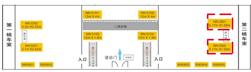 南宁站广告-第二候车室灯箱点位图