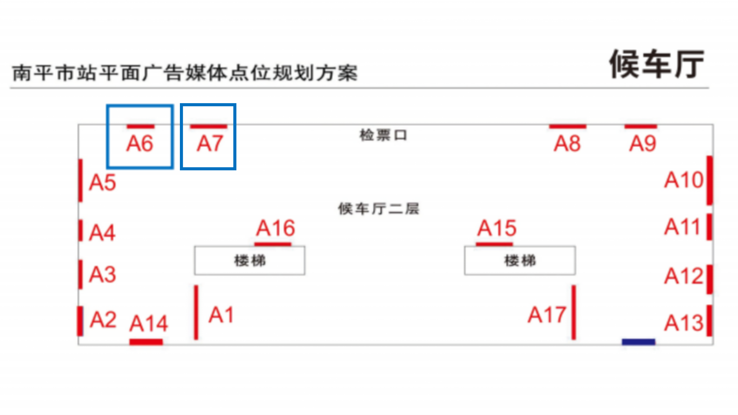 南平市站广告-进站候车厅灯箱A6-A7点位图